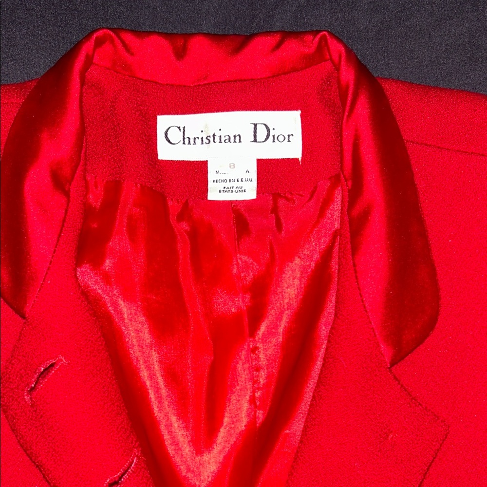 Vintage Christian Dior Women's Red Lined Mini Trench Coat - Picture 2 of 5